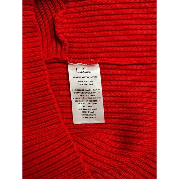 Women's Lulu's Ribbed Twist Front Long Sleeve Top Red Small - Picture 7 of 7
